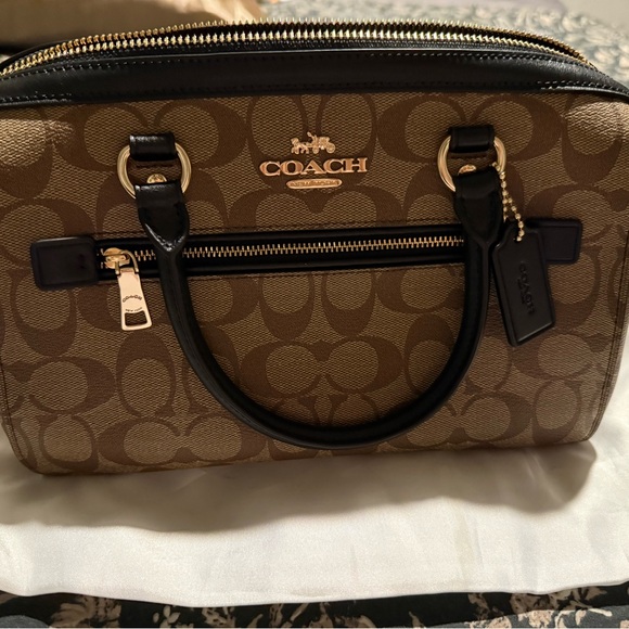Coach Tan and Black Signature Satchel - Picture 1 of 2